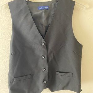 Black button front vest